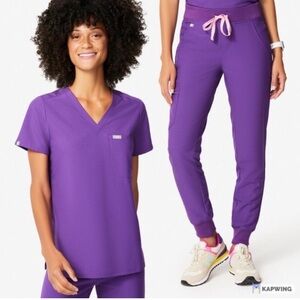 FIGS Ultra Violet Zamora joggers & Catarina One-Pocket scrub top